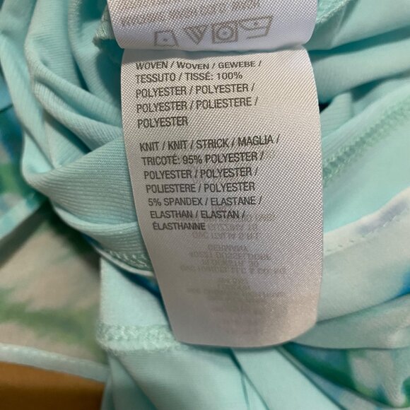 Dennis Basso Blouse Size 18W One Shoulder Asymmetrical Top Blue Green Flowy Chic - Picture 6 of 11